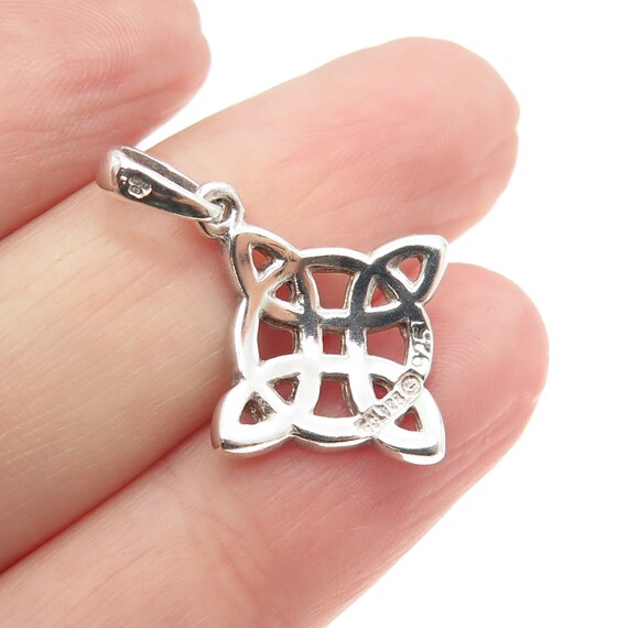 925 Sterling Silver Vintage Celtic Cross Pendant - image 2