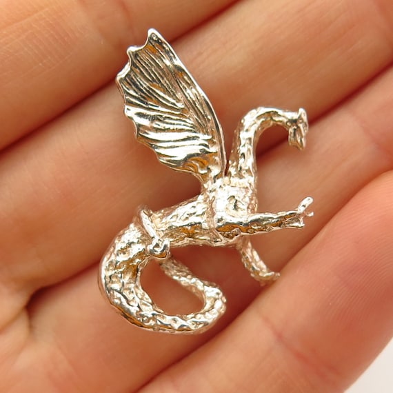 925 Sterling Silver Mythical Dragon Design Slide … - image 1