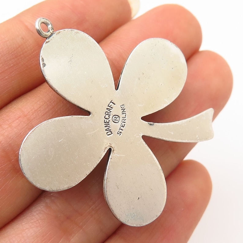 925 Sterling Silver Vintage Danecraft Puffy Clover Charm Pendant
