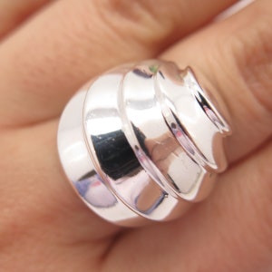925 Sterling Silver Vintage Ribbed Domed Ring Size 7