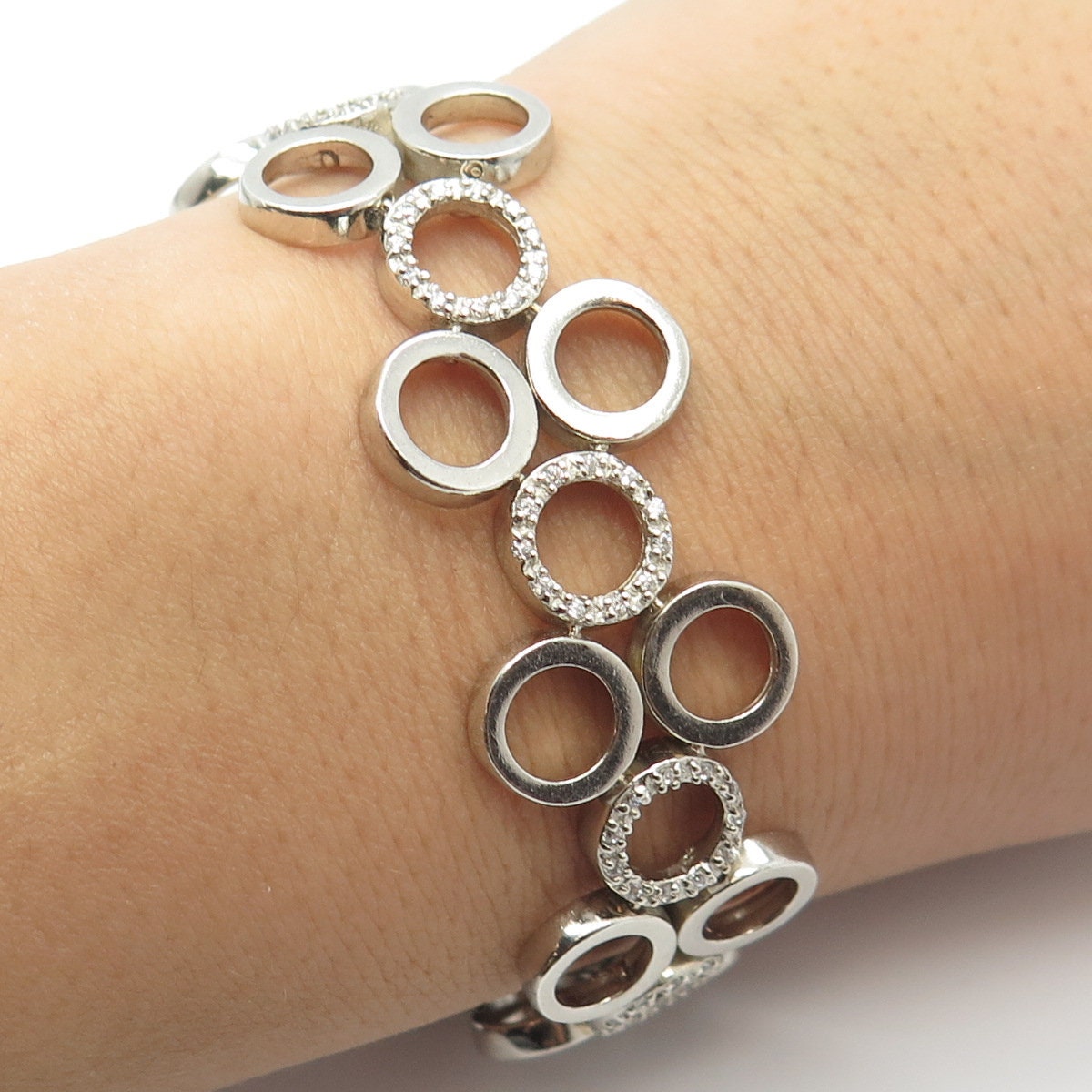 925 Sterling Silver Seta C Z Bubbles Link Bracelet 7.25 Etsy Canada