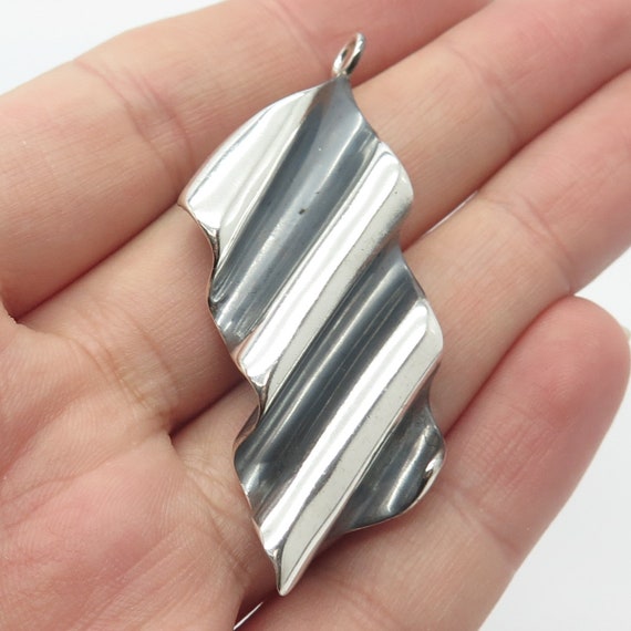 925 Sterling Silver Vintage Abstract Pendant - image 1