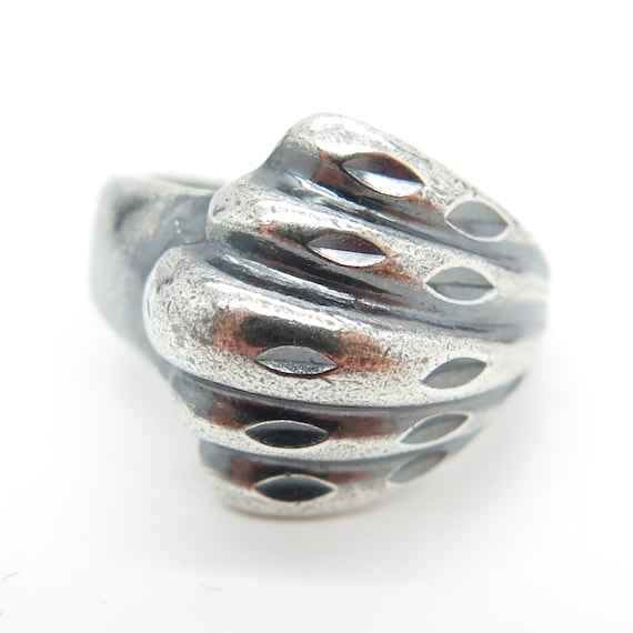 925 Sterling Silver Vintage Ribbed Ring Size 6.25 - image 3