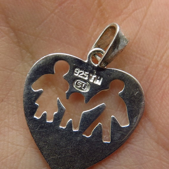 925 Sterling Silver Vintage "Family" Heart Cutout… - image 4