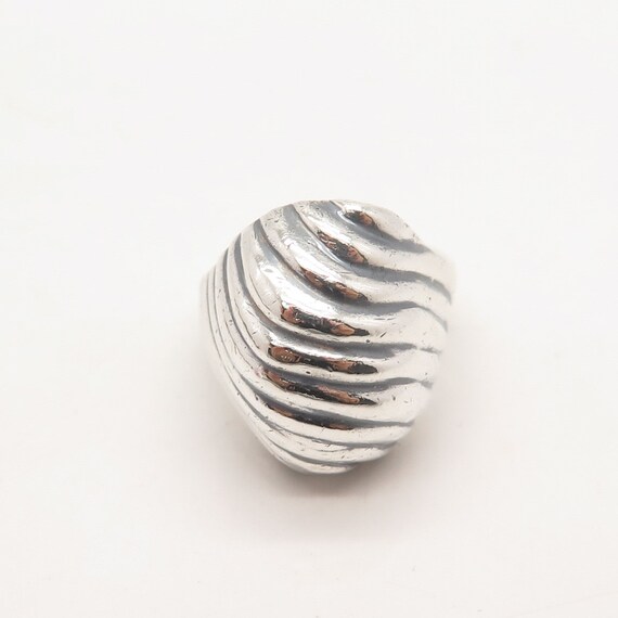 925 Sterling Silver Vintage Mexico Ribbed Domed R… - image 3