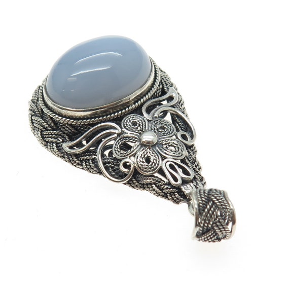 925 Sterling Silver Vintage Nepal Real Blue Chalc… - image 7