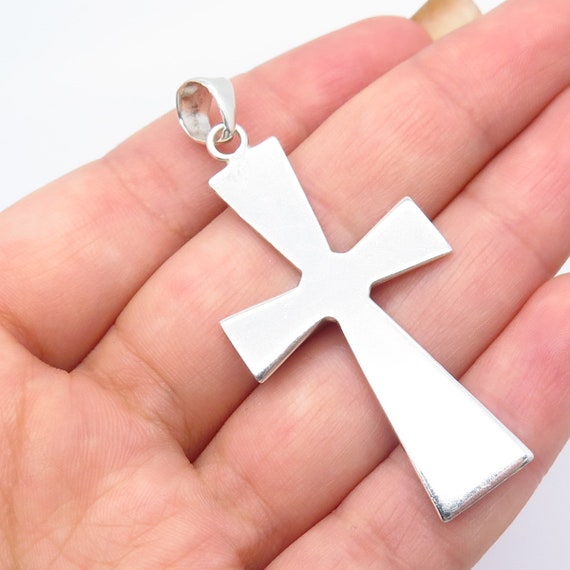 925 Sterling Silver Vintage Cross Pendant - image 2