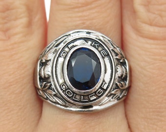 KINNEY 925 Sterling Vintage Lab-created Sapphire Drake College