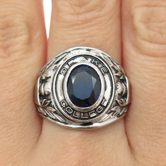 KINNEY 925 Sterling Vintage Lab-created Sapphire Drake College