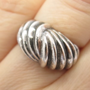 925 Sterling Silver Vintage Ribbed Domed Ring Size 6 1/4
