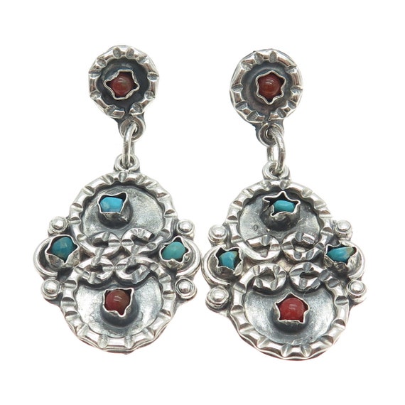 925 Sterling Silver Vintage Mexico Real Turquoise… - image 4