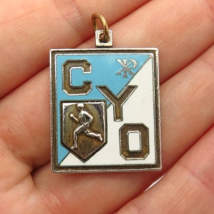 925 Sterling Silver Vintage Enamel &quot;CYO Sport&quot; Tag Pendant