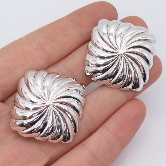 925 Sterling Silver Vintage Italy Ribbed Hollow C… - image 1