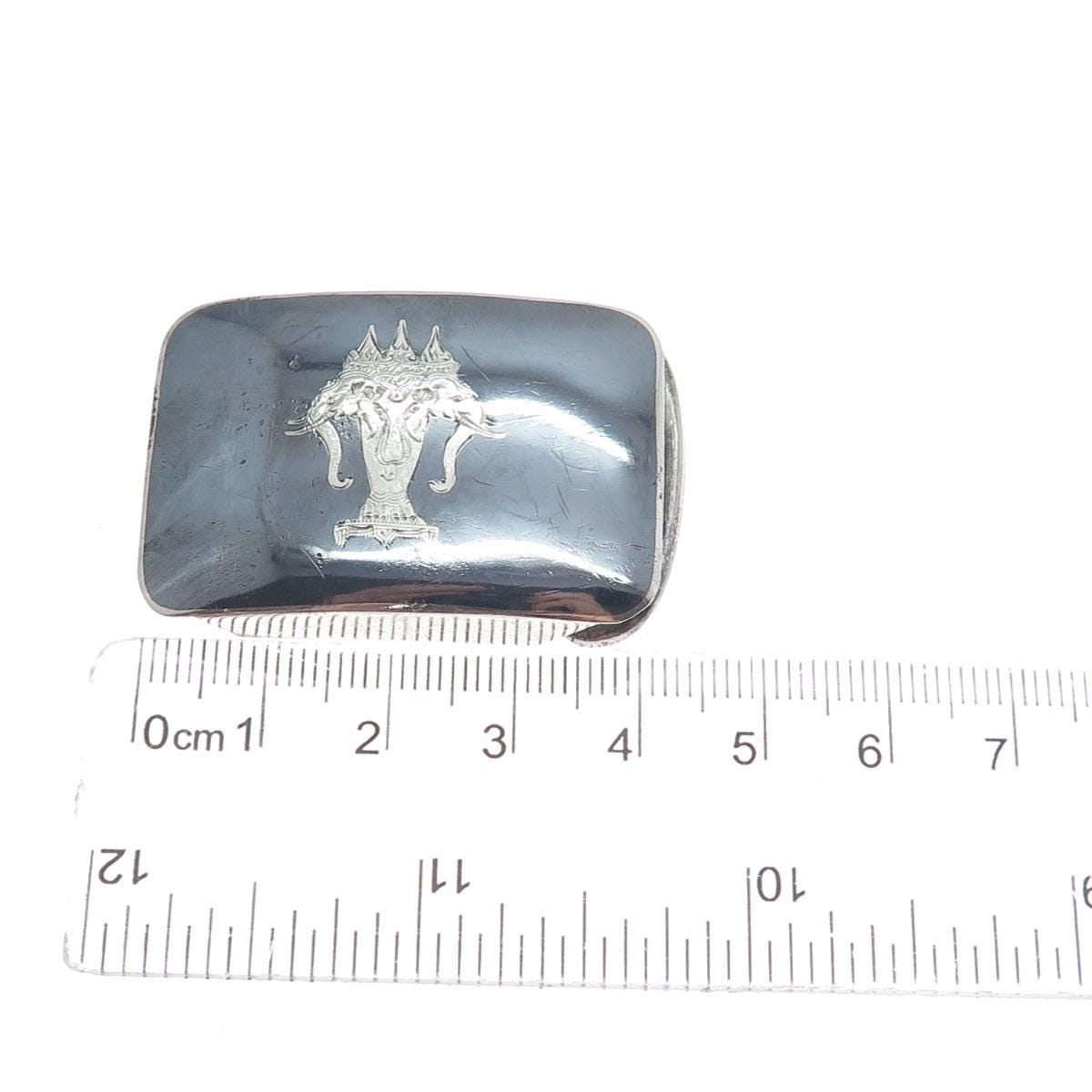 Vintage Siam‎ Niello sterling belt Buckle Vintage Sterling Silver Belt Buckle Made in Siam, Vintage  main image 4