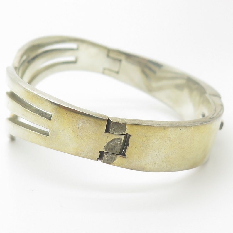 Mexico Vtg 925 Sterling Silver Wide Modernist Bangle Bracelet 7