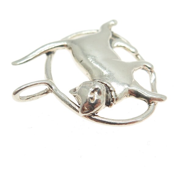 925 Sterling Silver Vintage Cat / Kitty Pendant - image 6