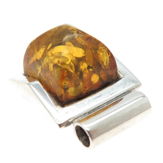 925 Sterling Silver Vintage Real Amber Slide Pend… - image 6