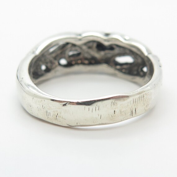 925 Sterling Silver Vintage Leaf Band Ring Size 8… - image 5