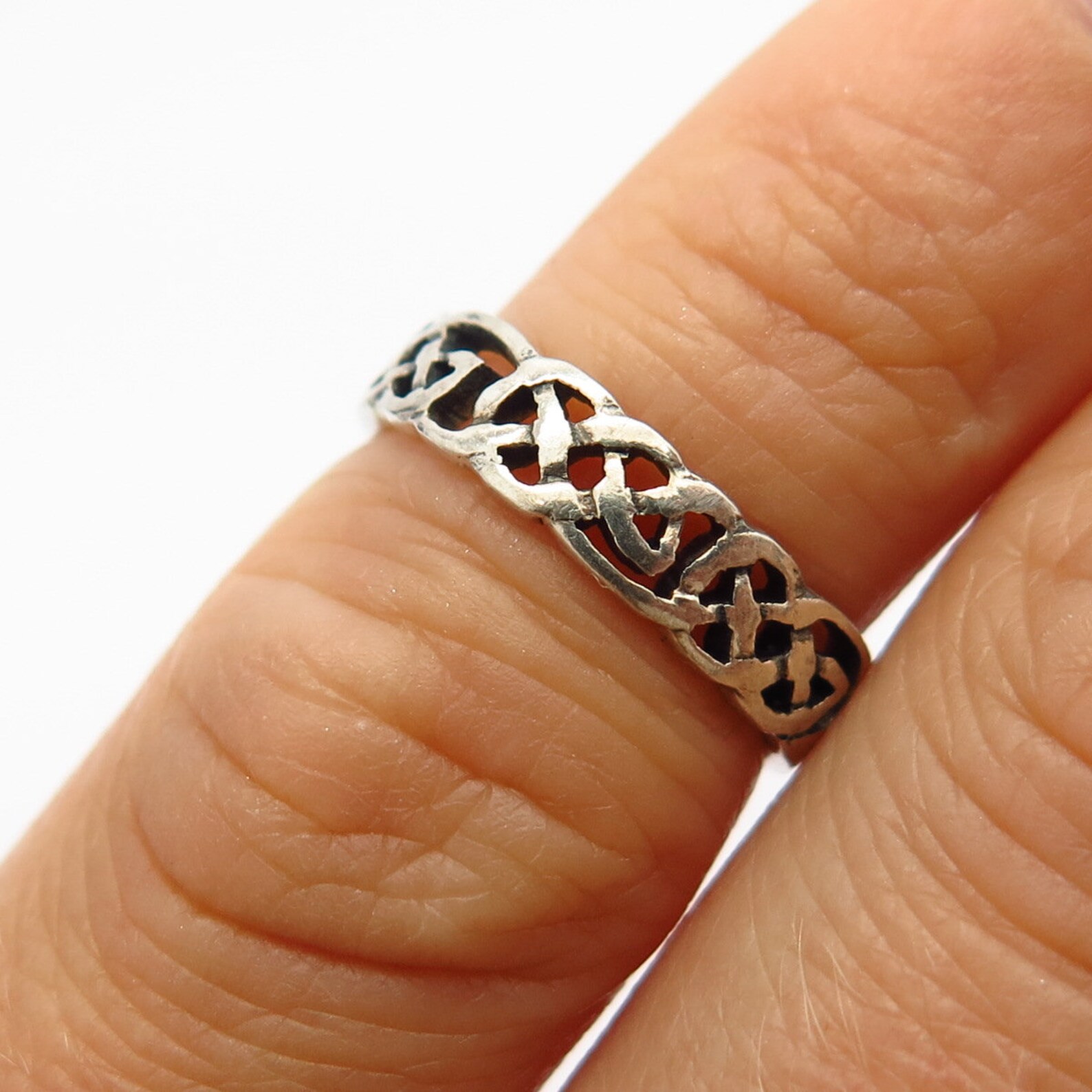 925 Sterling Silver Celtic Knot Design Band Pinky Ring Size 3 Etsy
