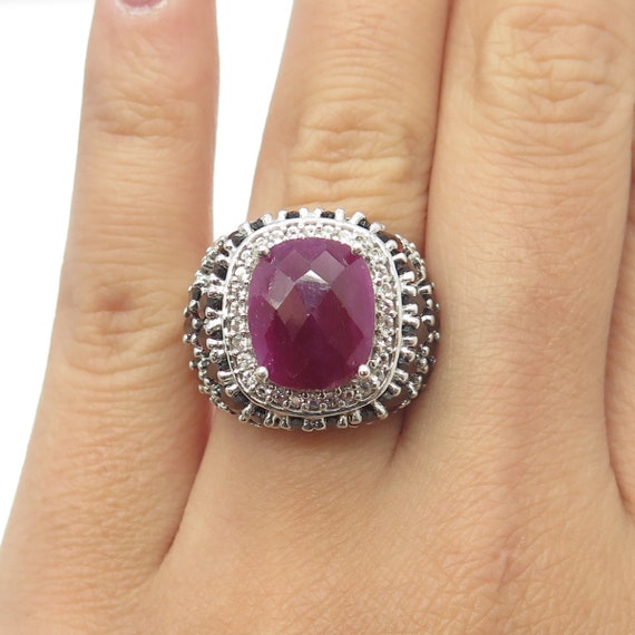 SAM 925 Sterling Silver Real White Topaz Ruby and… - image 1