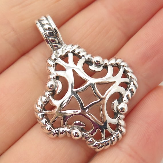925 Sterling Silver Vintage Abstract Ornate Penda… - image 1