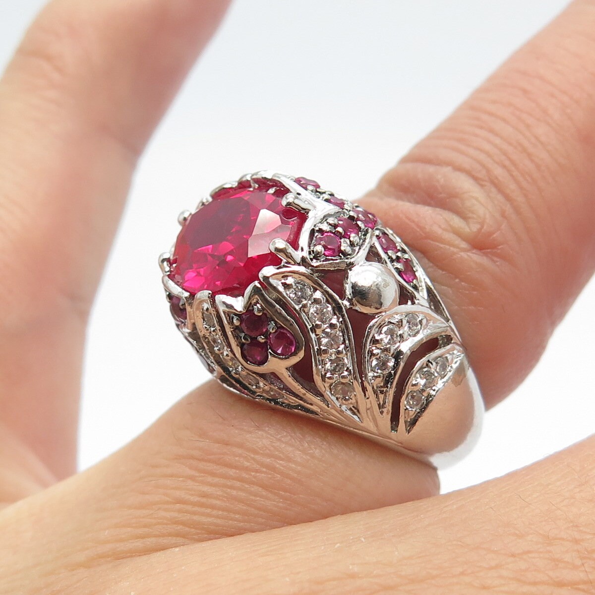CHATEAU D'ARGENT 925 Sterling Silver Vintage Lab Sapphire & Ruby