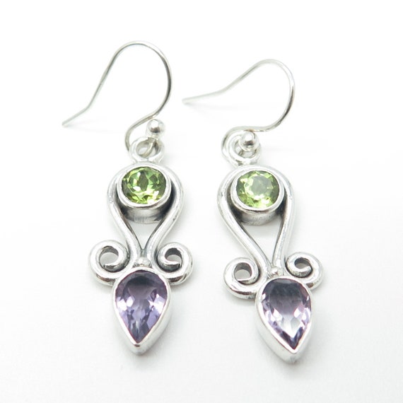 925 Sterling Silver Vintage Real Amethyst and Per… - image 4