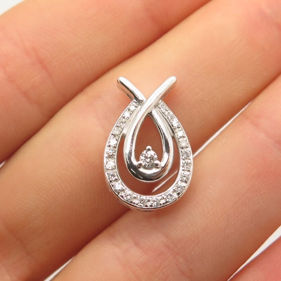 925 Sterling Silver Real Diamond Slide Pendant - image 1