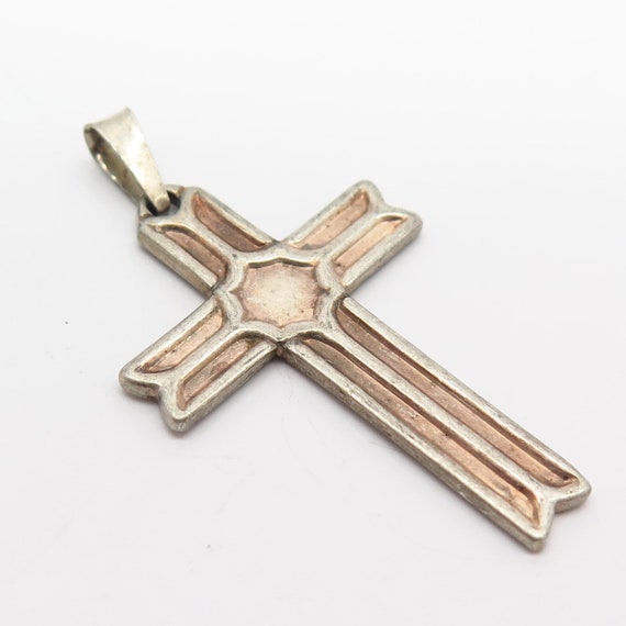 925 Sterling Silver Cross Religious Pendant - image 3