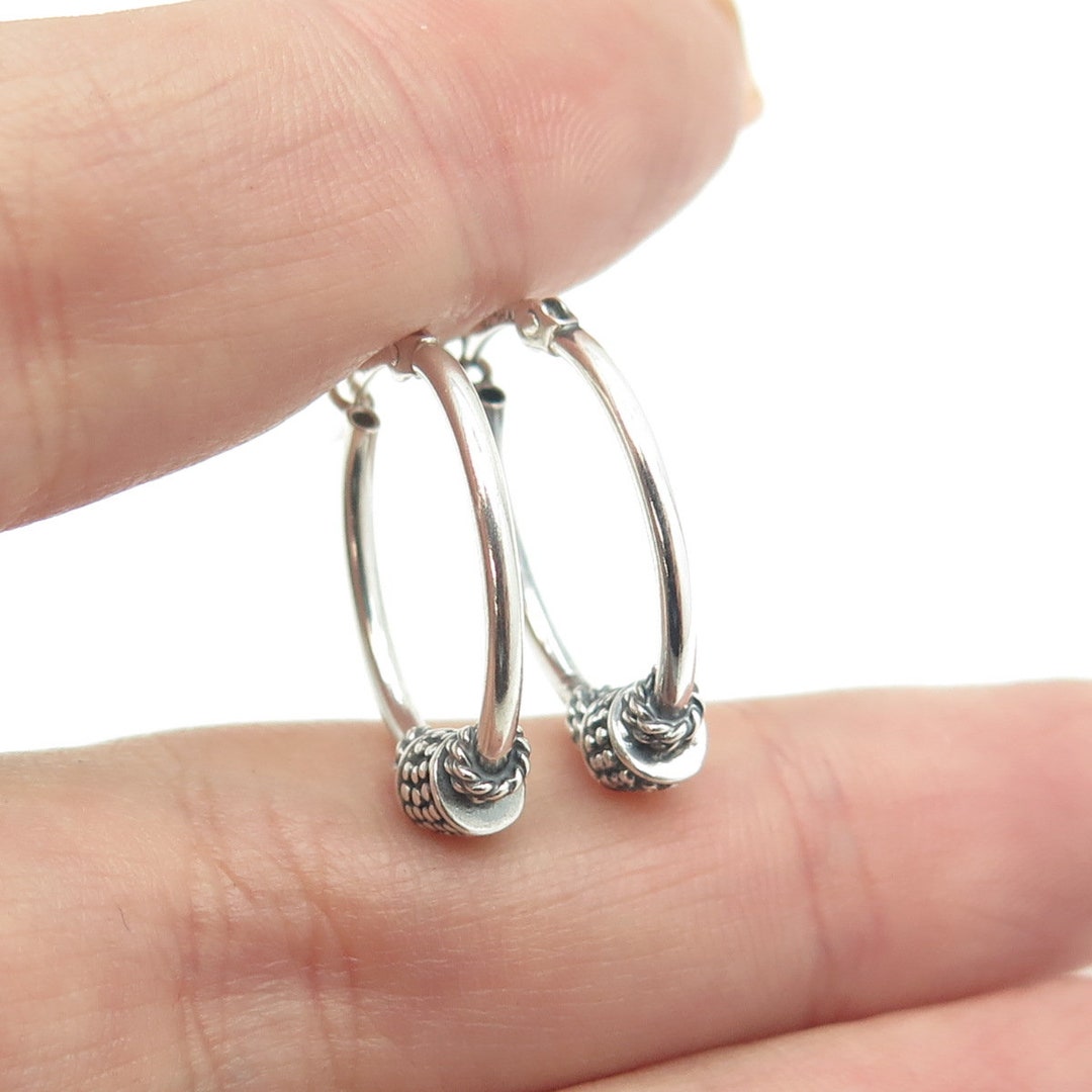 HAN 925 Sterling Silver Dotted Hoop Earrings - Etsy