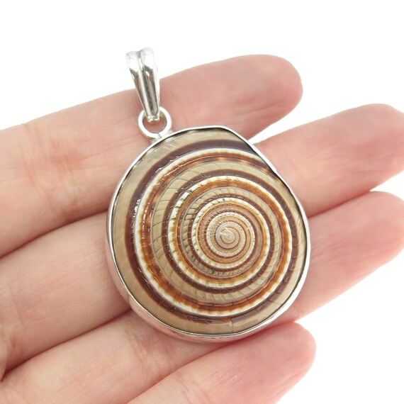 925 Sterling Silver Vintage Real Seashell Pendant