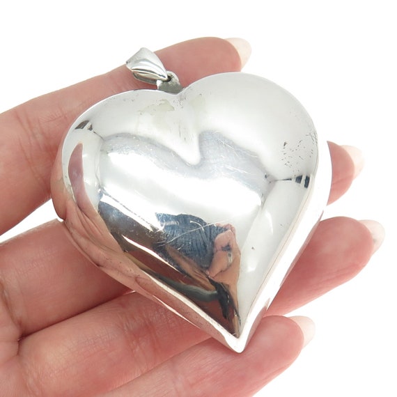 925 Sterling Silver Vintage Puffy Heart Pendant