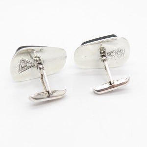 925 Sterling Silver Vintage Mexico Real Black Onyx Gemstone Cufflinks image 4