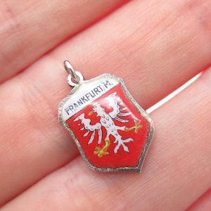 925 Sterling Silver Vintage Enamel Frankfurt am Main Germany Minimalist Pendant