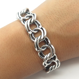 800 Silver Vintage Poland Double Curb Link Bracelet 7.25&quot;