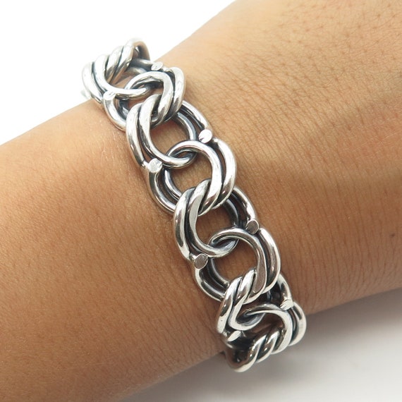 800 Silver Vintage Poland Double Curb Link Bracelet 7.25