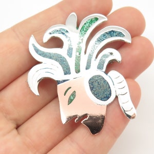 925 Sterling Silver Vintage Mexico Turquoise Gem Inlay Tribal Face Pin Brooch