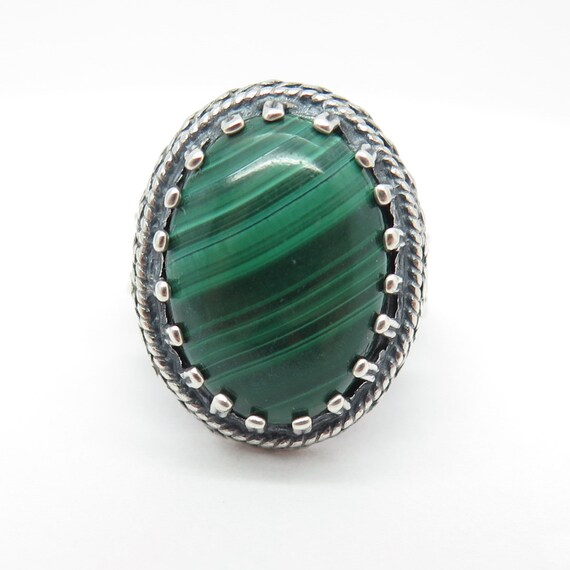 925 Sterling Silver Vintage Israel Real Malachite… - image 3