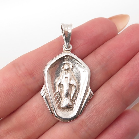 925 Sterling Silver Vintage Theda Virgin Mary Rel… - image 1