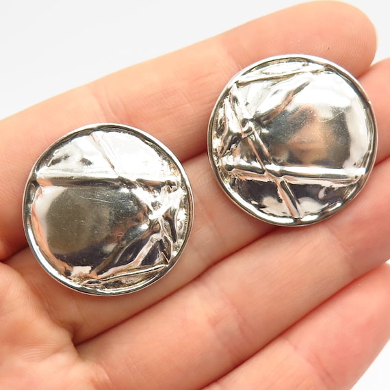 925 Sterling Silver Vintage Abstract Design Round 