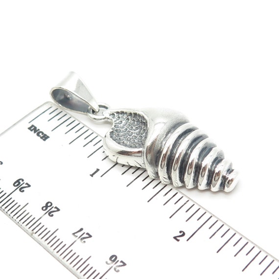 925 Sterling Silver Vintage Seashell Pendant - image 3