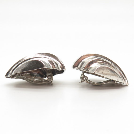 925 Sterling Silver Vintage Shell Clip On Earrings - image 3