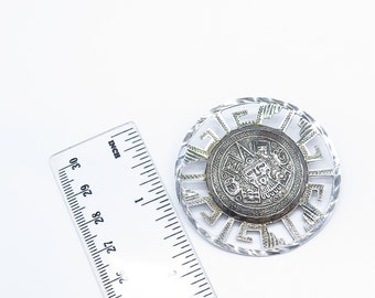 希少【MEXICO 925】ヴィンテージ シルバーバングル アズテックカレンダー 925 Sterling Silver Vintage Mexico Aztec Calendar Pin Brooch