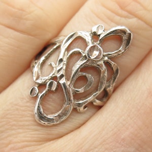 925 Sterling Silver Vintage Swirl Ring Size 6 3/4