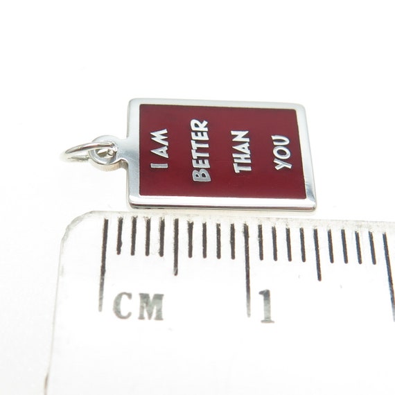 925 Sterling Silver Red Enamel "I Am Better Than … - image 3