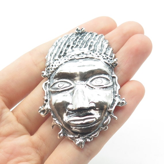 925 Sterling Silver Vintage Lyoba Idia Mask Repro… - image 2