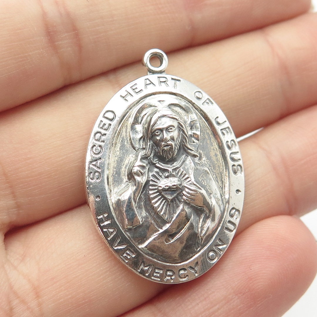 925 Sterling Silver Vintage Theda Sacred Heart of Jesus Religious ...