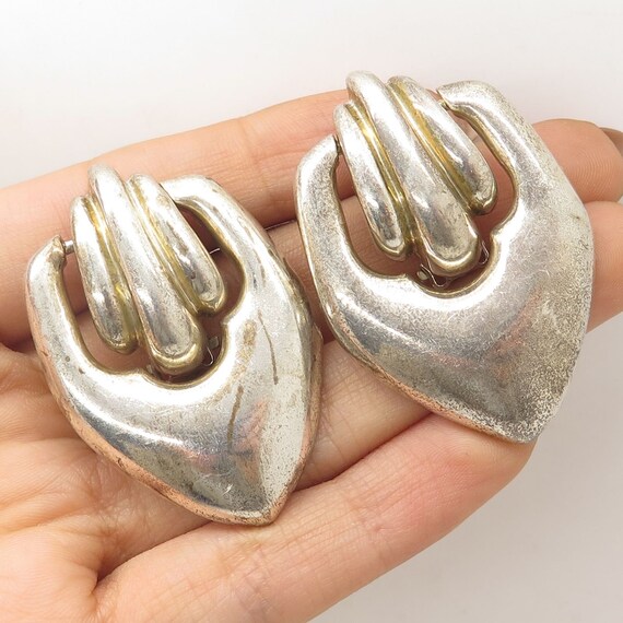 Vtg 925 Sterling Silver Large Modernist Dangling C