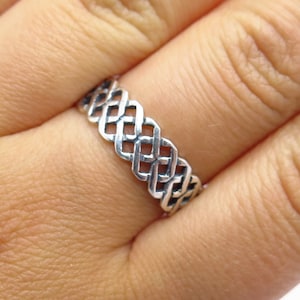925 Sterling Silver Vintage Braided Band Ring Size 8 3/4