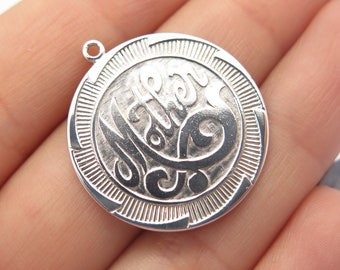 925 Sterling Silver Vintage "Mother" Round Charm Pendant